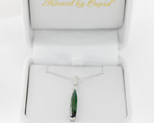 Load image into Gallery viewer, 14kt white gold diamond pendant set with a 2.89ct Green Tourmaline and .07ct diamonds