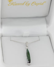Load image into Gallery viewer, 14kt white gold diamond pendant set with a 2.89ct Green Tourmaline and .07ct diamonds