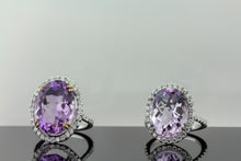 Load image into Gallery viewer, Pink Amethyst Ring with Diamond Halo