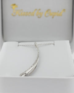 14kt white gold "Swoosh" Fashion Diamond Pendant with 18" chain