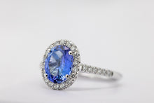 Load image into Gallery viewer, 14kt White gold ring with a genuine 1.98ct Tanzanite and .35ct diamonds