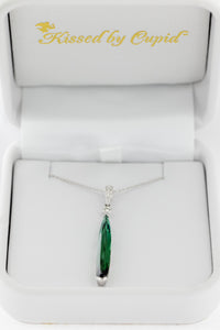 14kt white gold diamond pendant set with a 2.89ct Green Tourmaline and .07ct diamonds