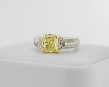 Load image into Gallery viewer, Platinum &amp; 18k Yellow Gold 2.05ct Fancy Light Yellow Diamond Ring