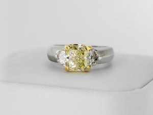Platinum & 18k Yellow Gold 2.05ct Fancy Light Yellow Diamond Ring